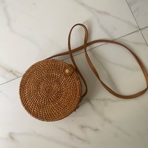 Rattan Cross Body Circle Purse